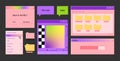 Set of retro user interface tabs and icons. Old computer windows with message, folders and buttons